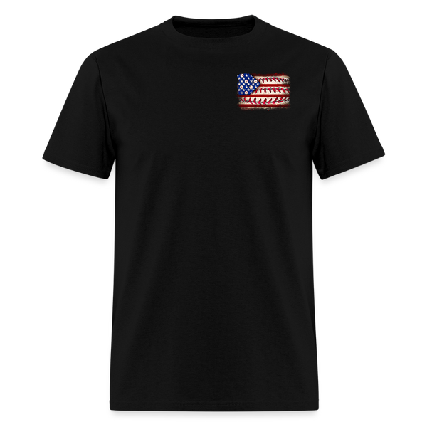 Baseball American Flag Double-Sided Print T Shirt - black