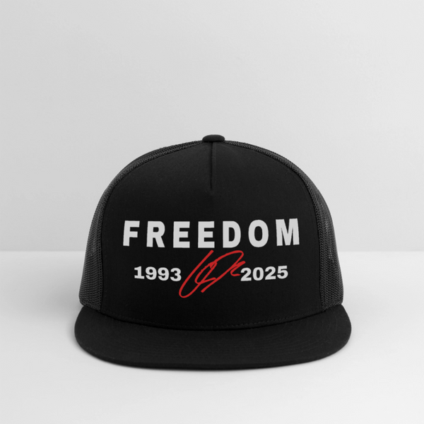 Freedom Charlie Kirk 1993-2025 Black Trucker Hat - black/black