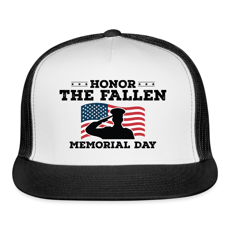 Honor The Fallen Memorial Day Trucker Hat - white/black