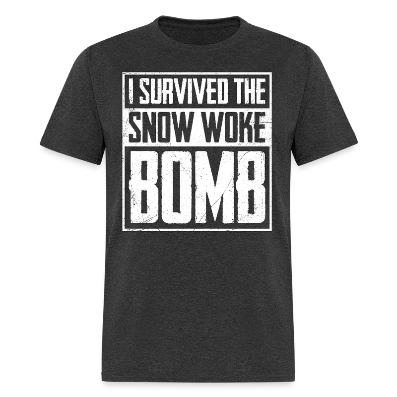 I Survived the Snow Woke Bomb T Shirt - heather black