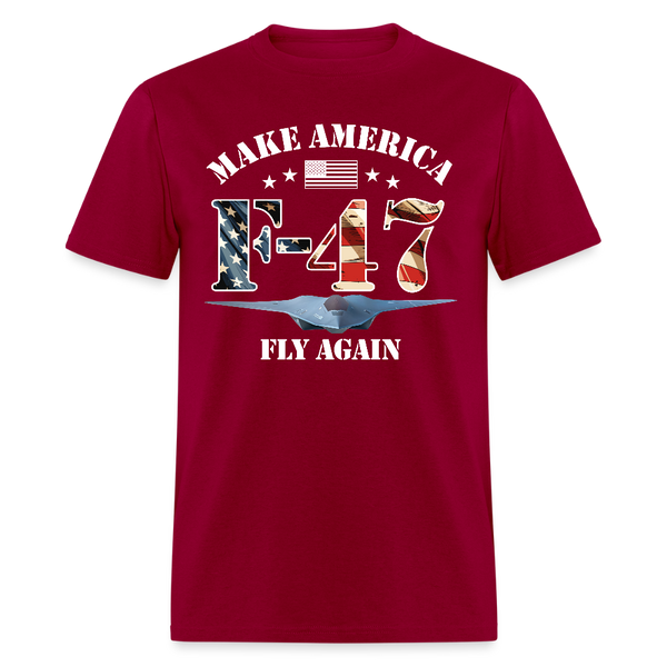 Make American Fly Again F47 Black T Shirt - dark red