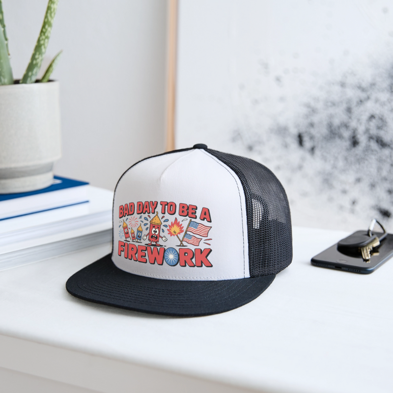 Bad Day to Be a Firework Trucker Hat - white/black