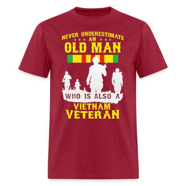 Never Underestimate An Old Man T Shirt - dark red