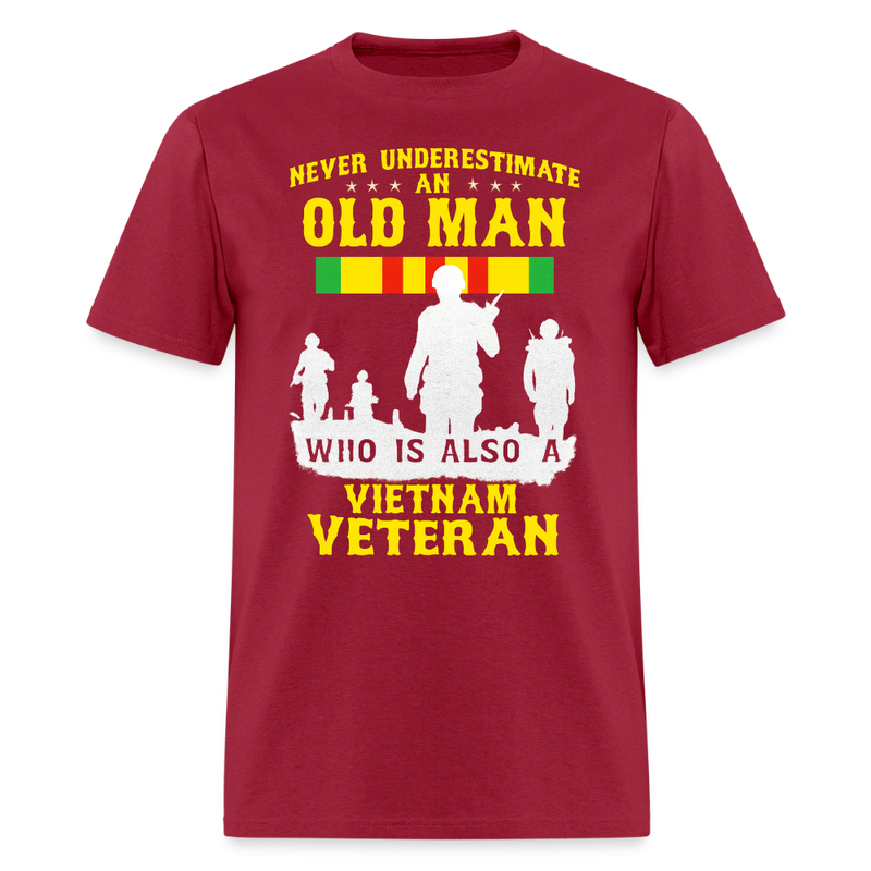 Never Underestimate An Old Man T Shirt - dark red