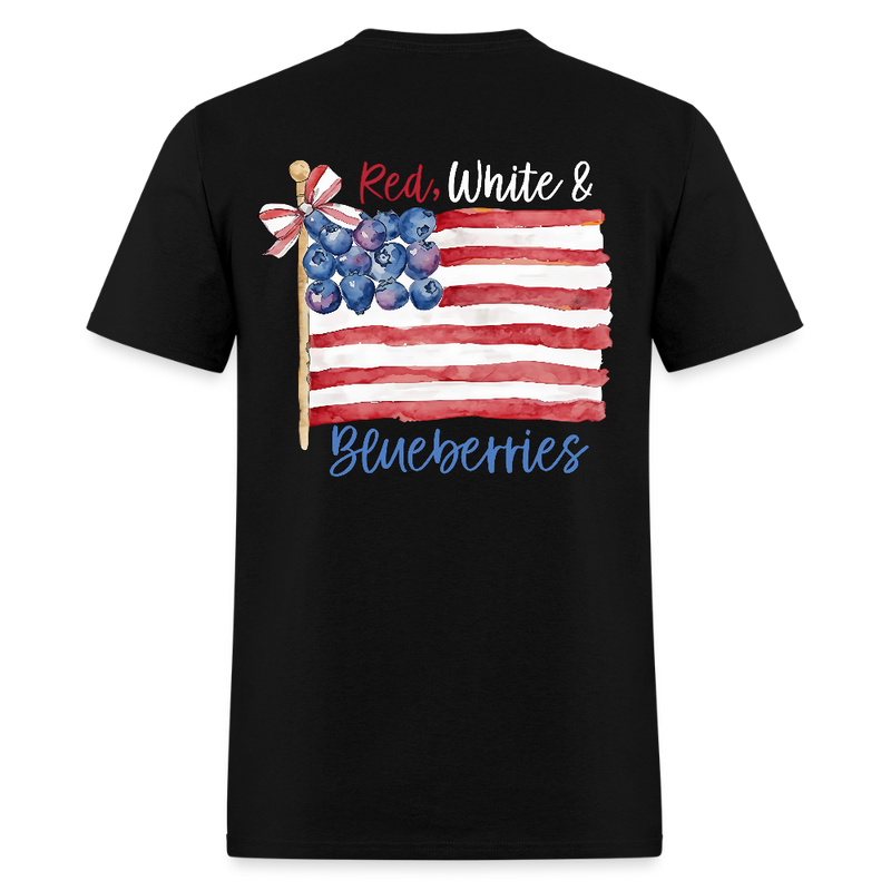 Freedom Red White & Blueberries Coquette Flag T Shirt - black