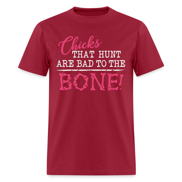 Chicks that hunt T Shirt - dark red