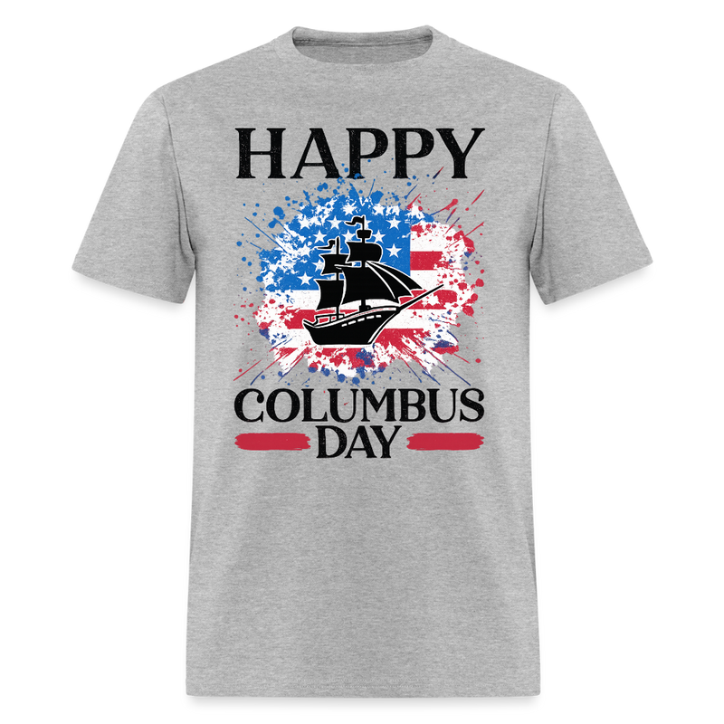 Happy Colombus Day T Shirt - 3 - heather gray