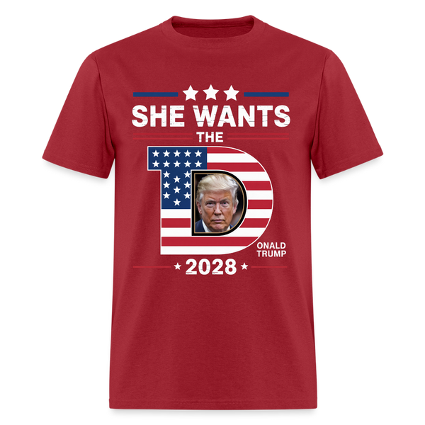She Wants The D Trump 2028 T Shirt - dark red