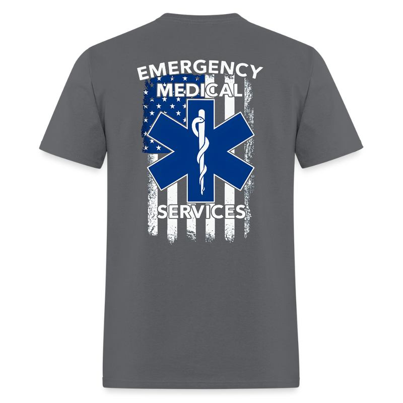 Emergency Medical Services American Flag T Shirt - charcoal