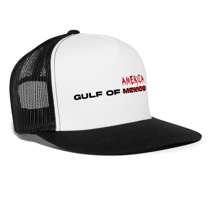 Gulf Of America Not Mexico Trucker Hat - white/black