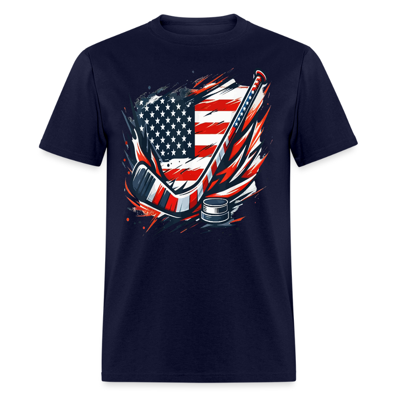 Hockey USA Flag T Shirt - navy