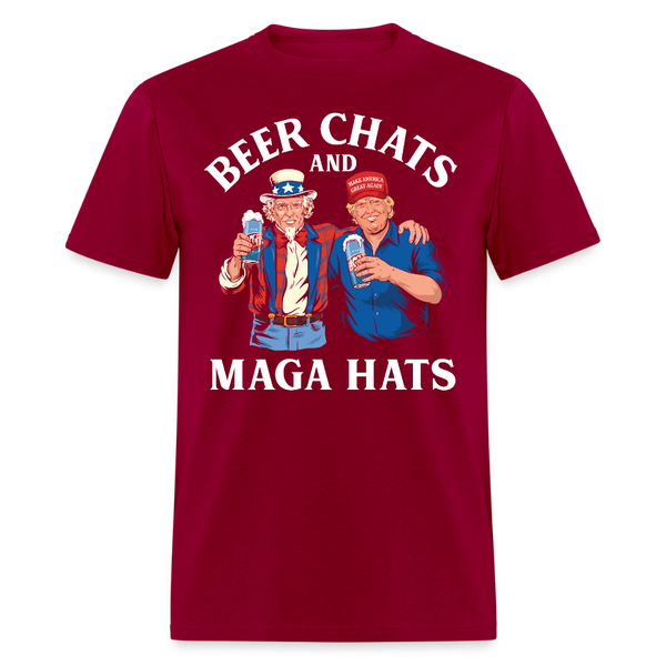 Beer Chats And Maga Hats T Shirt - dark red