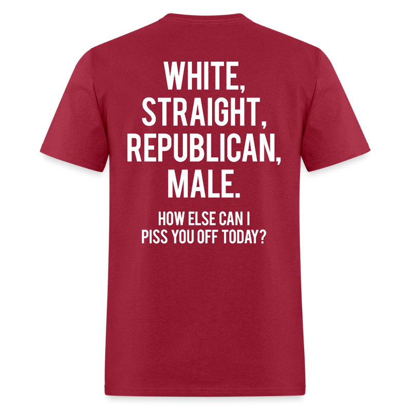 White Straight Republican Male Back Print T Shirt - dark red