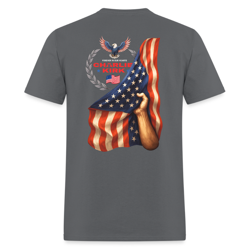 Freedom Bald Eagle Charlie Kirk Forever In Our Hearts T Shirt - charcoal