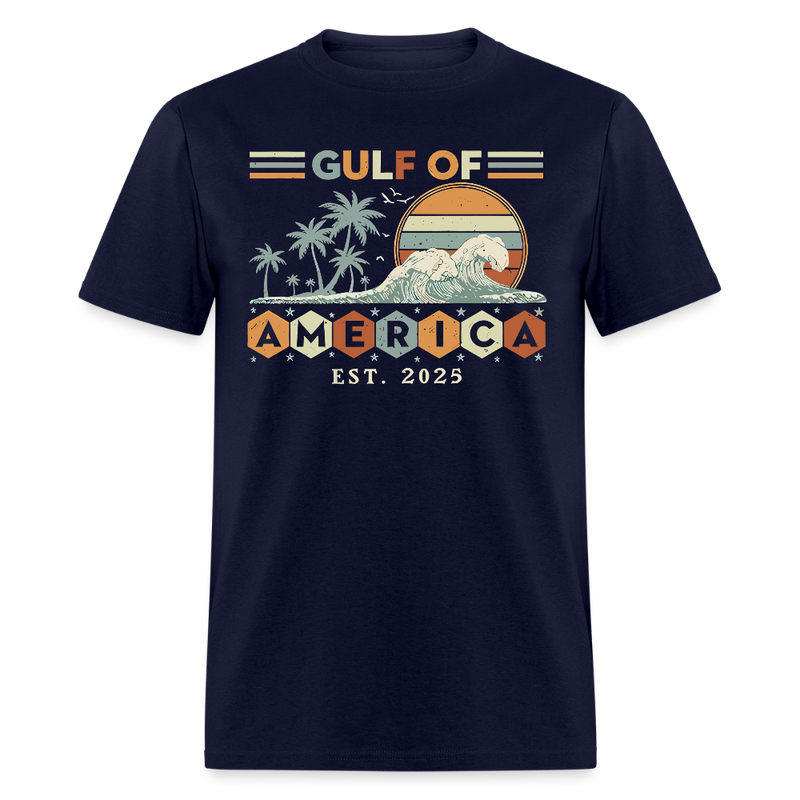 Vintage Gulf of America 2025 Retro Beach T Shirt - navy