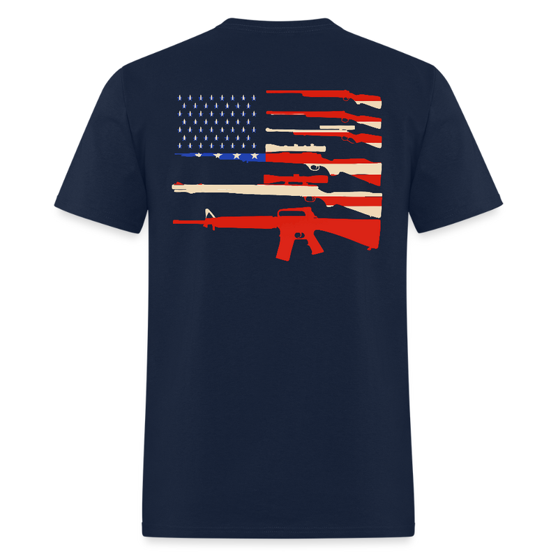 American Flag Guns T Shirt - navy