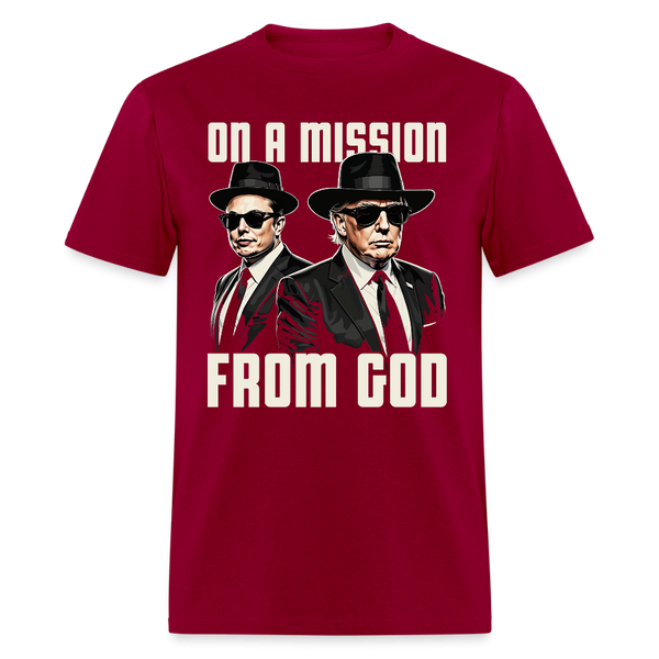 On An Mission From God T Shirt - dark red