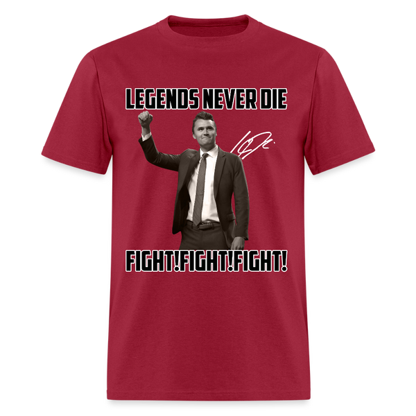 Legends Never Die Fight! Fight! Fight! T Shirt - dark red