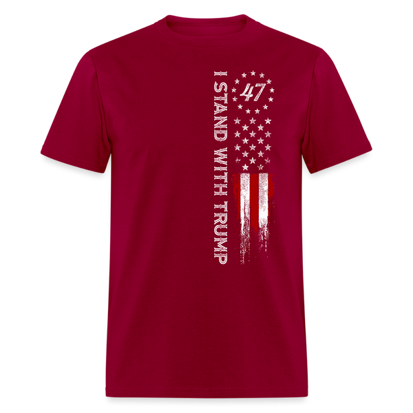 I Stand With Trump 47 US Flag T Shirt - dark red