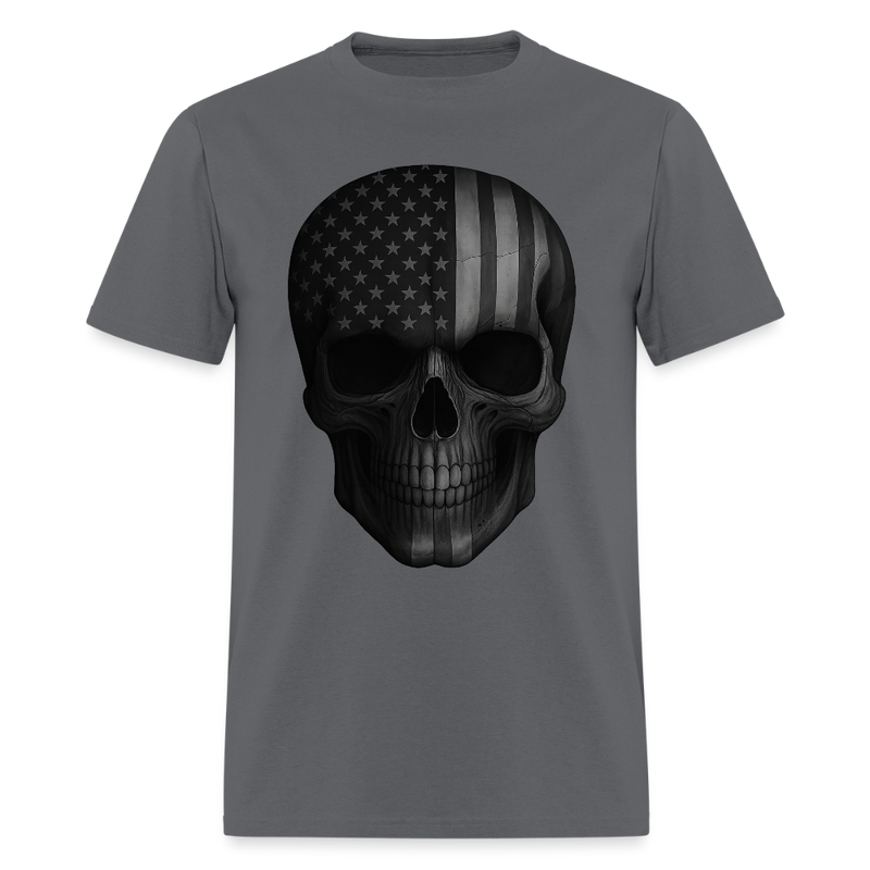 Patriotic Skull T Shirt - charcoal