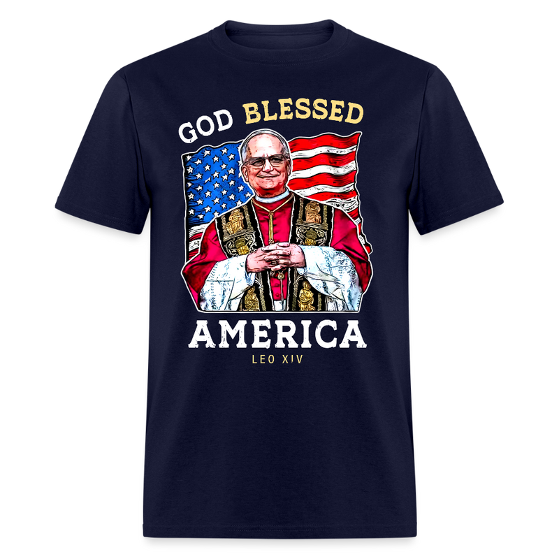 God Bless America Leo XIV T Shirt - navy