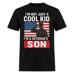 I'm Not Just A Cool Kid I'm a Veteran's Son T Shirt - 3 - black