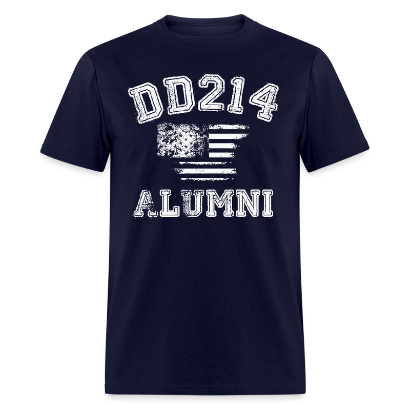 DD214 Alumni American Flag T Shirt - navy