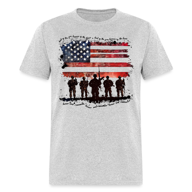 Land Of The Free  Honor And Remember T Shirt - heather gray