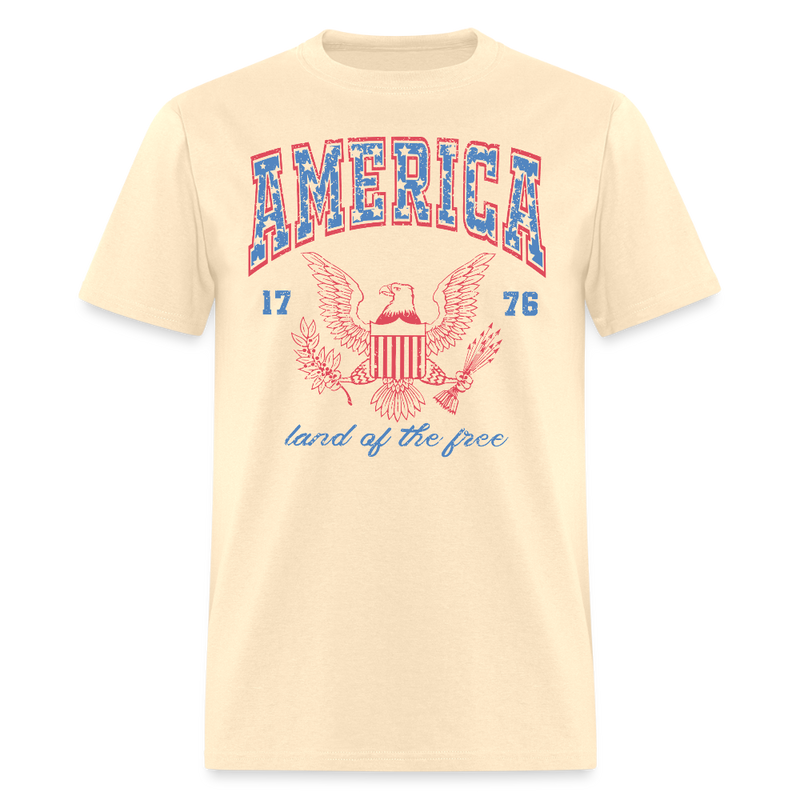 America Land Of The Free 1776 T Shirt - natural
