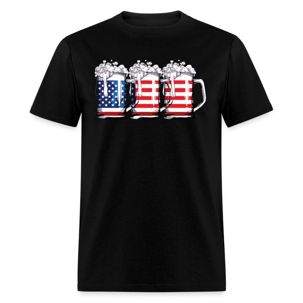 Beer American Flag T Shirt - black