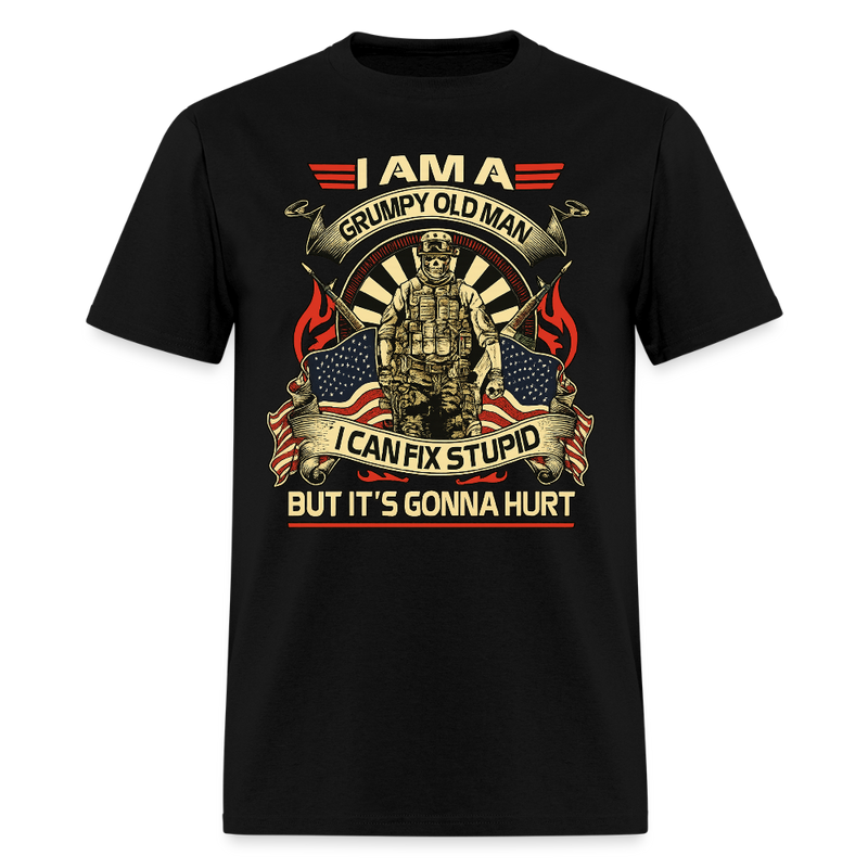 I Can Fix Stupid but It's Gonna Hurt Veteran T Shirt - black