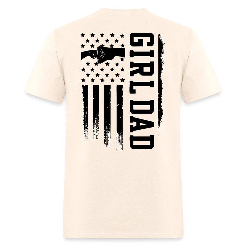Girl Dad Fist Bump American Flag T Shirt - 2 - natural