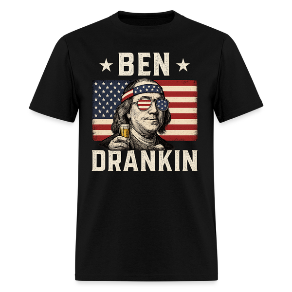 Retro Ben Drankin T Shirt - black