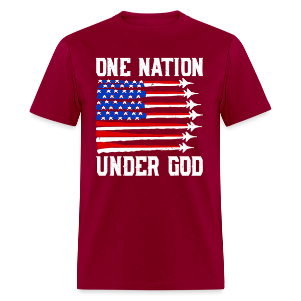 One Nation Under God American Fighter Jet T Shirt - dark red