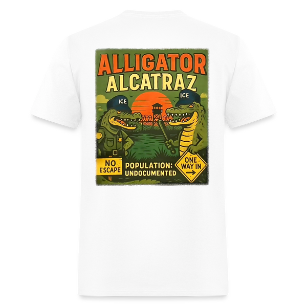 Alligator Alcatraz Population Undocumented T Shirt - white
