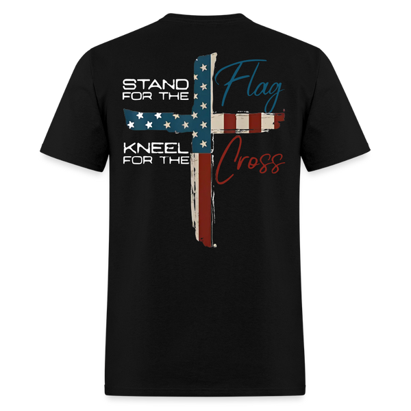 Stand For The Flag Kneel For The Cross Black T Shirt - black
