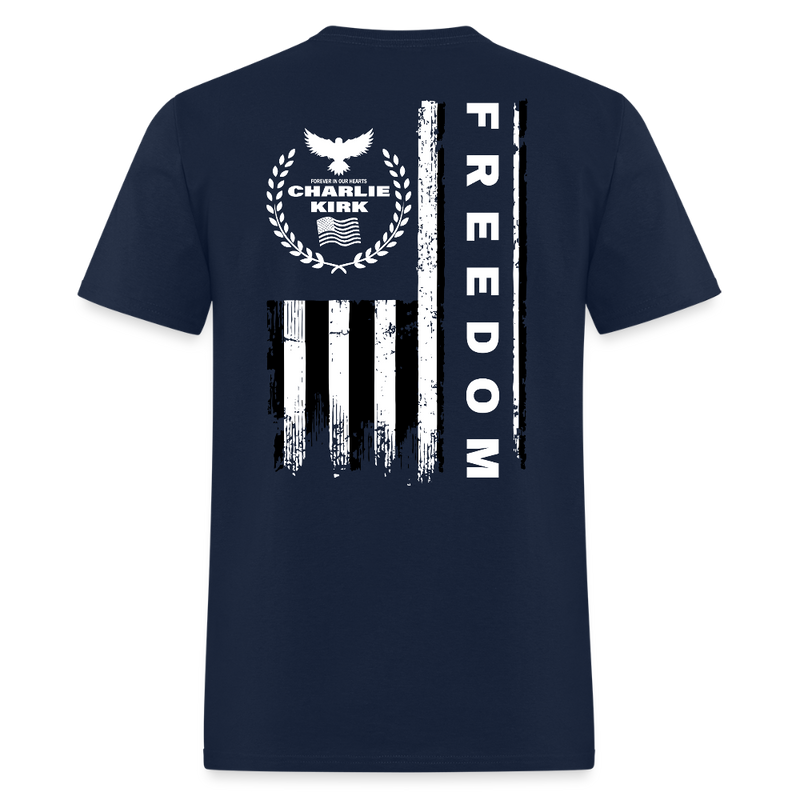 RIP Charlie Kirk Signature Forever In Our Heart US Flag T Shirt - navy
