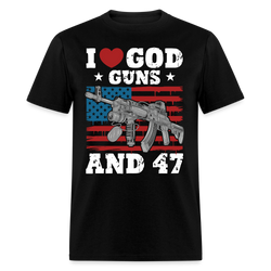 I Love God Guns and 47 T Shirt - black