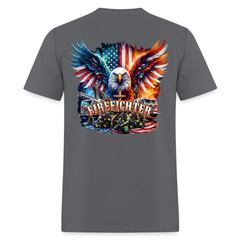 Firefighter Eagle Double Sided T Shirt - charcoal