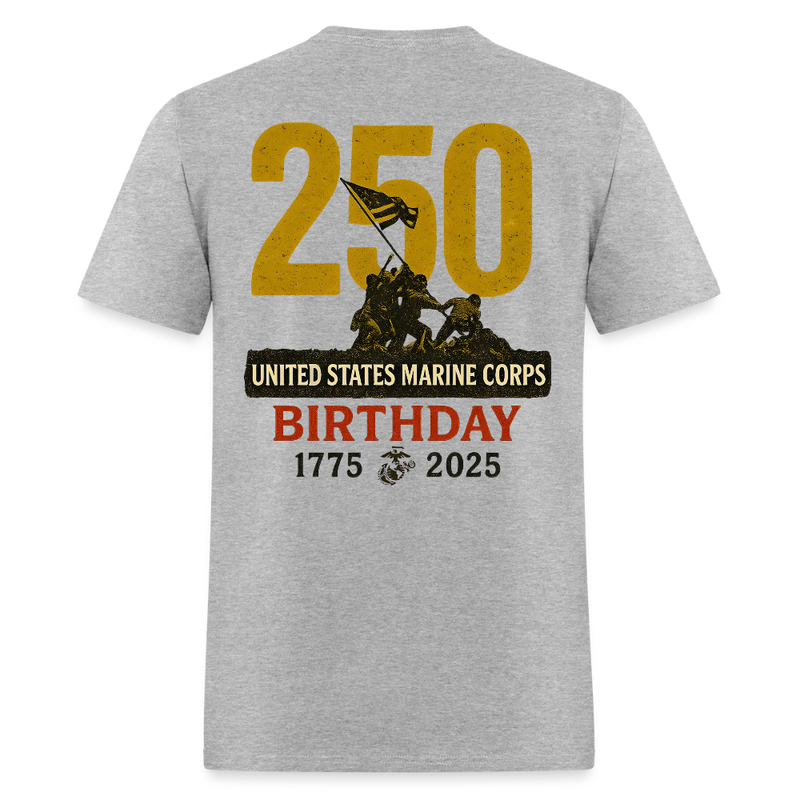 250th United States Marine Corps Birthday 1775-2025 T Shirt - heather gray