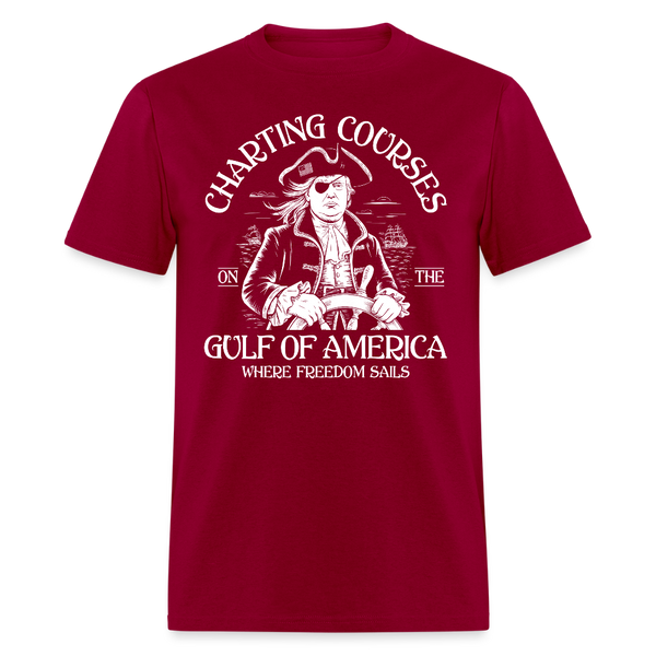 Charting Courses on the Gulf of America T Shirt - dark red