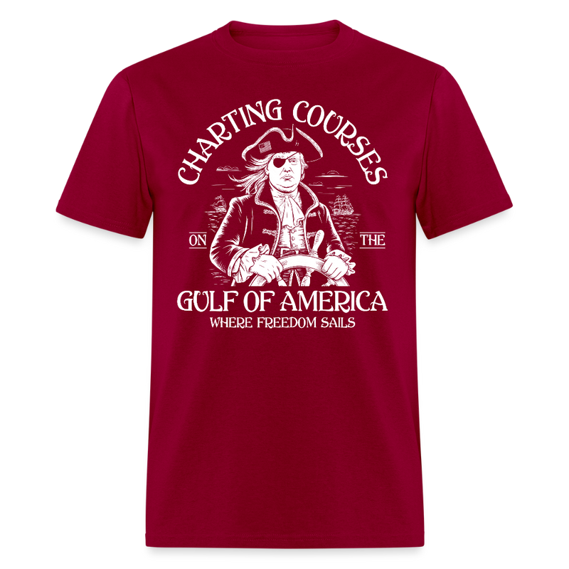 Charting Courses on the Gulf of America T Shirt - dark red