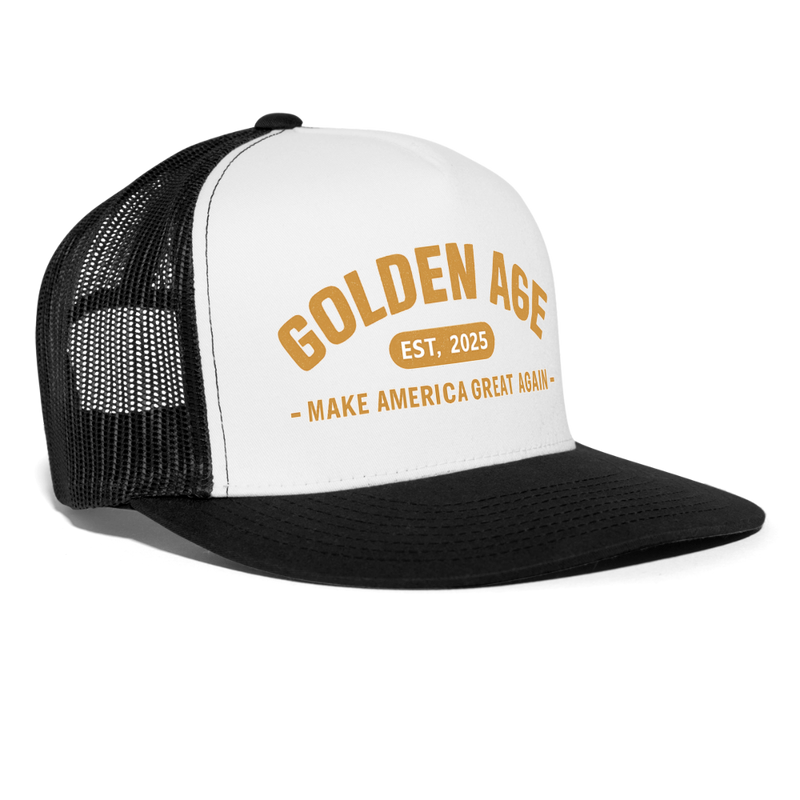 Golden Age Make America Great Again Est. 2025 Trucker Hat - white/black