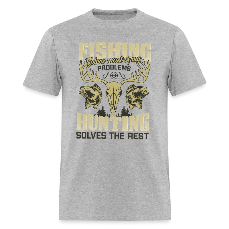 Fishing Solves All of My Problems T Shirt - 2 - heather gray