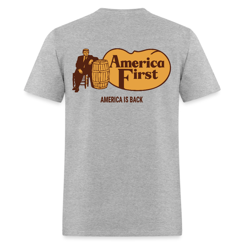 Trump America First, America is Back T Shirt - heather gray