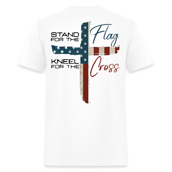 Stand For The Flag Kneel For The Cross White T Shirt - white