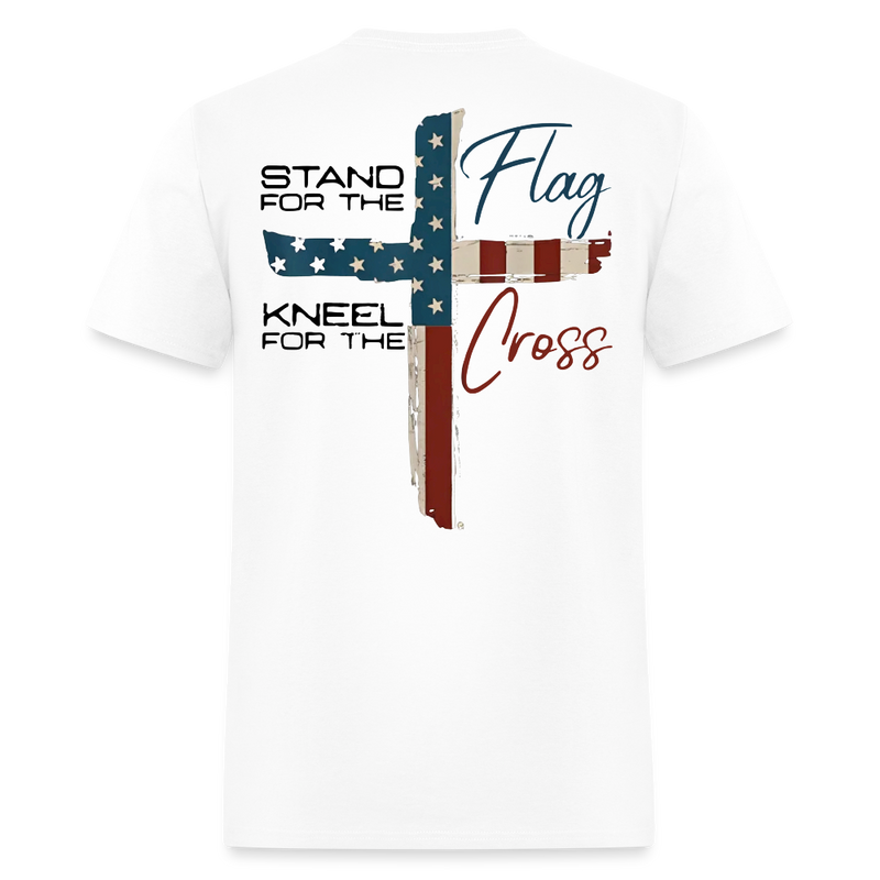 Stand For The Flag Kneel For The Cross White T Shirt - white