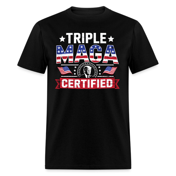 Trump Triple Maga Certified T Shirt - black