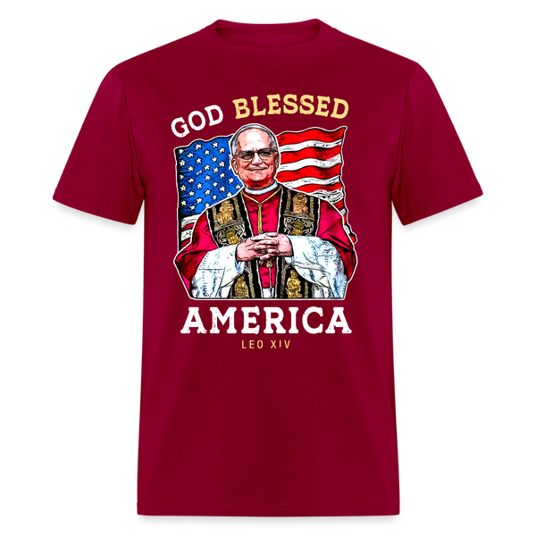 God Bless America Leo XIV T Shirt - dark red