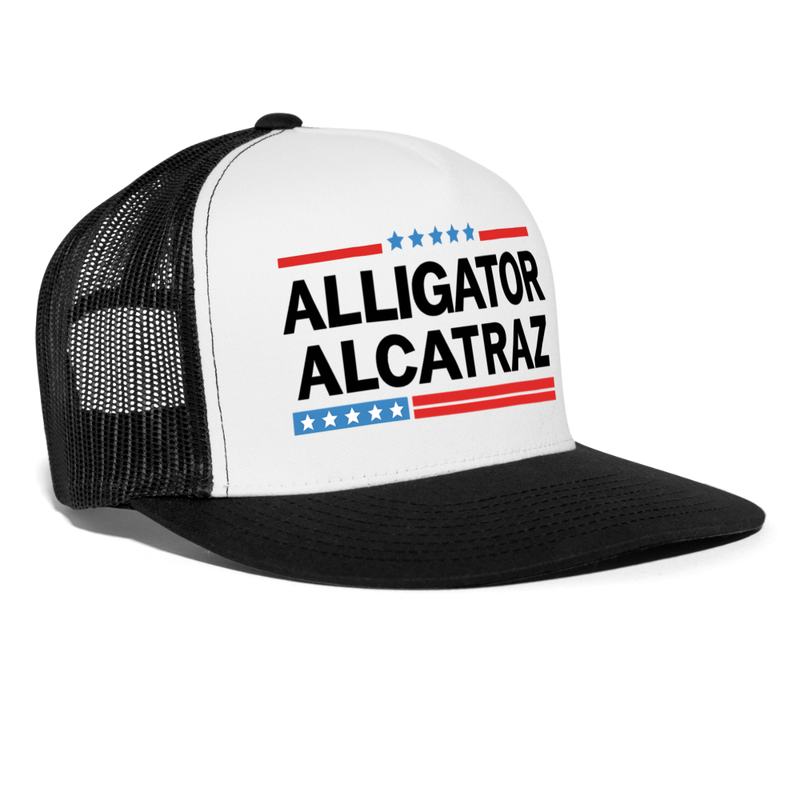 Alligator Alcatraz Trucker Hat - white/black